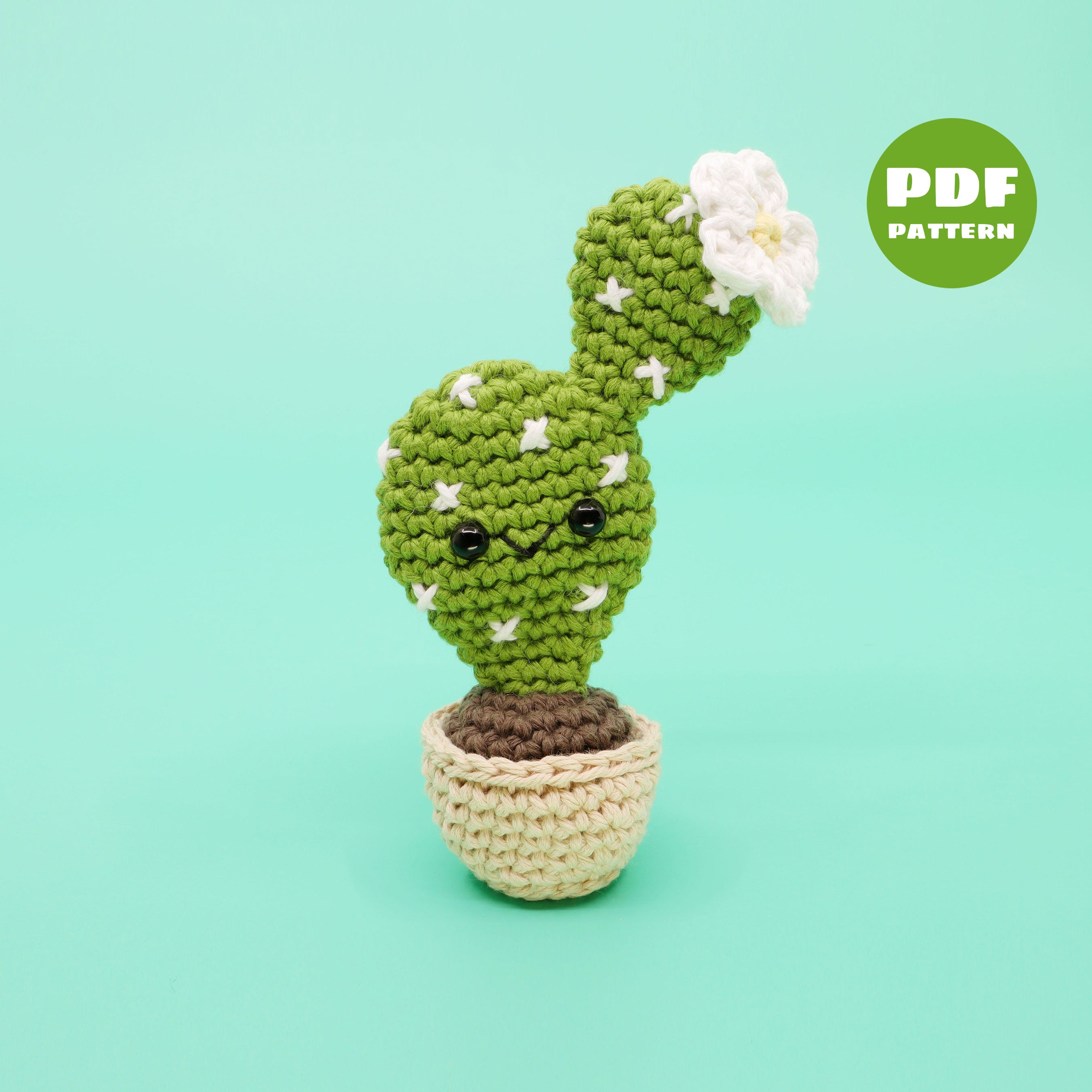 Flat Cactus Planter Amigurumi Crochet Pattern - Interactive Pattern, V ...