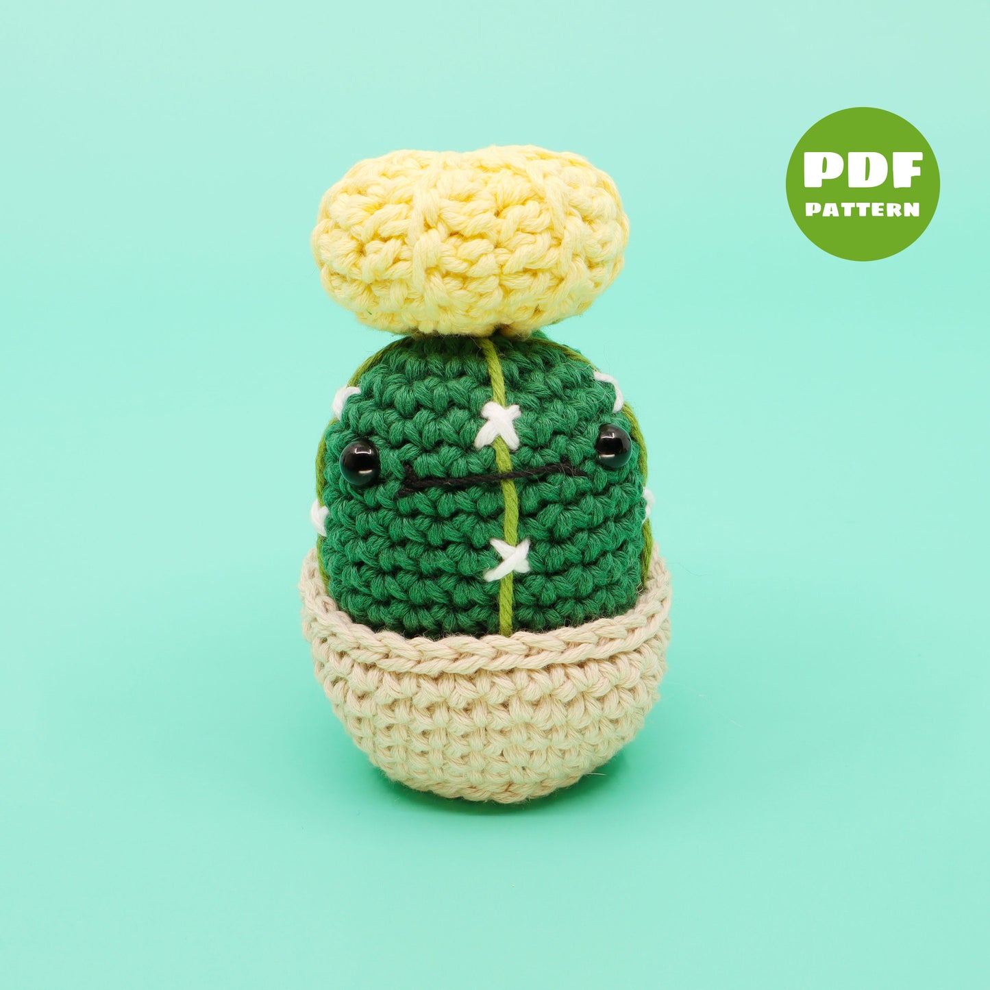 Hunky Cactus Planter Amigurumi Crochet Pattern - Interactive Pattern, Video Tutorial, and PDF