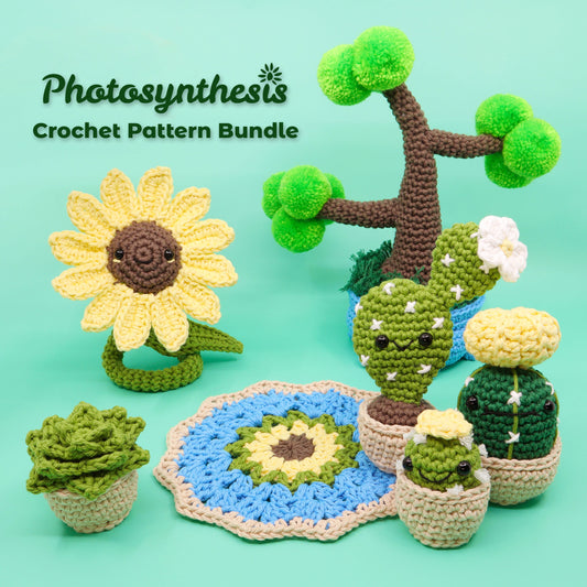 Photosynthesis Plants and Nature Crochet Pattern Bundle - 8 Beginner to Advanced Amigurumi Plant Tutorials - Digital and Video Patterns