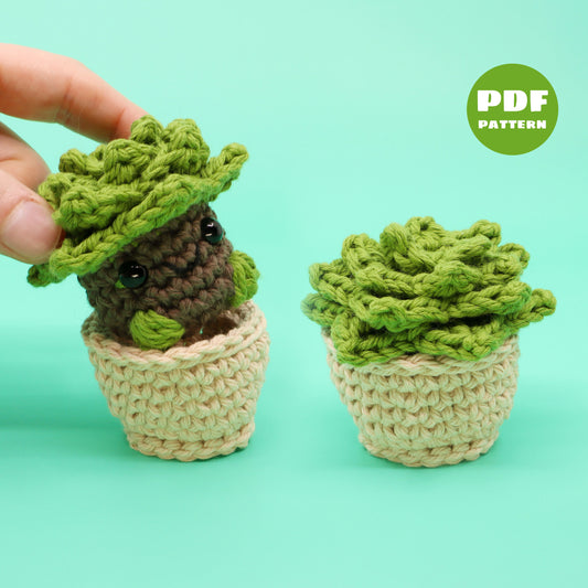 Succulent Planter Amigurumi Crochet Pattern - Interactive Digital Pattern, Video Tutorial, and PDF