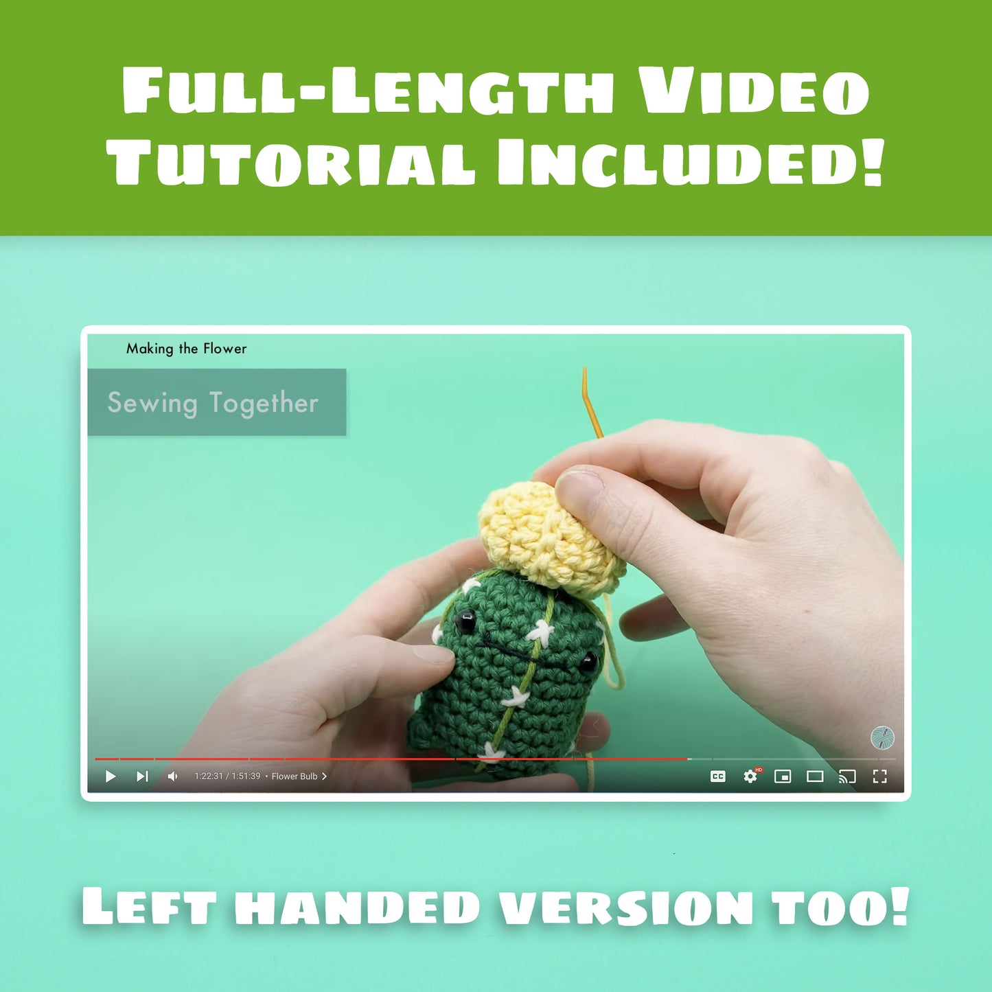 Hunky Cactus Planter Amigurumi Crochet Pattern - Interactive Pattern, Video Tutorial, and PDF