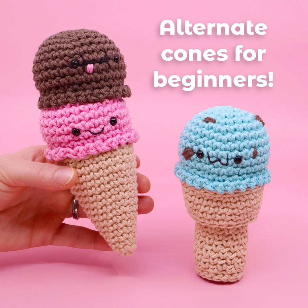 Ice Cream Buddy Amigurumi Crochet Pattern - Interactive Digital Pattern, Video Tutorial, and PDF