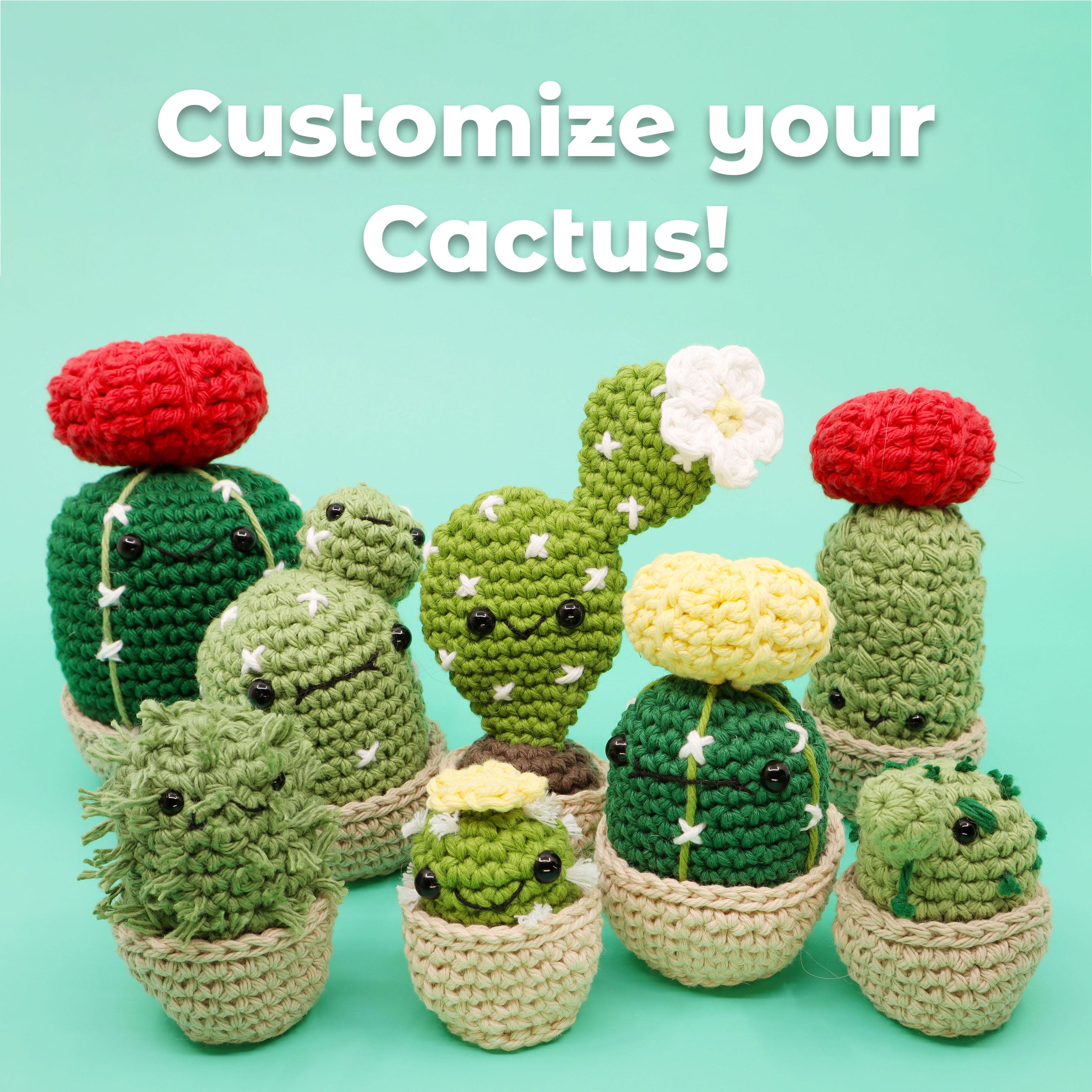 Cactus and Succulent Crochet Kit - Beginner to Advanced Amigurumi Yarn ...