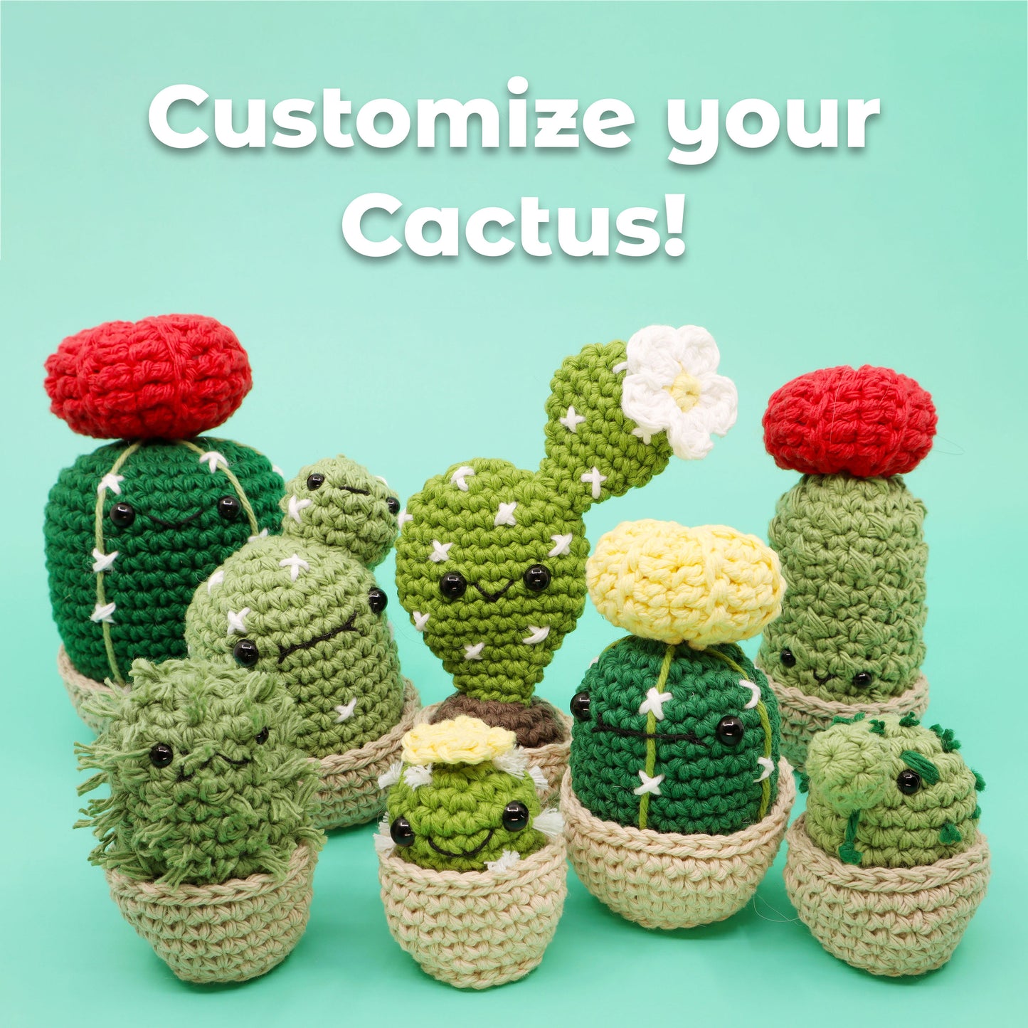 Cactus and Succulent Crochet Kit - Beginner to Advanced Amigurumi Yarn Kit - Learn to Crochet!