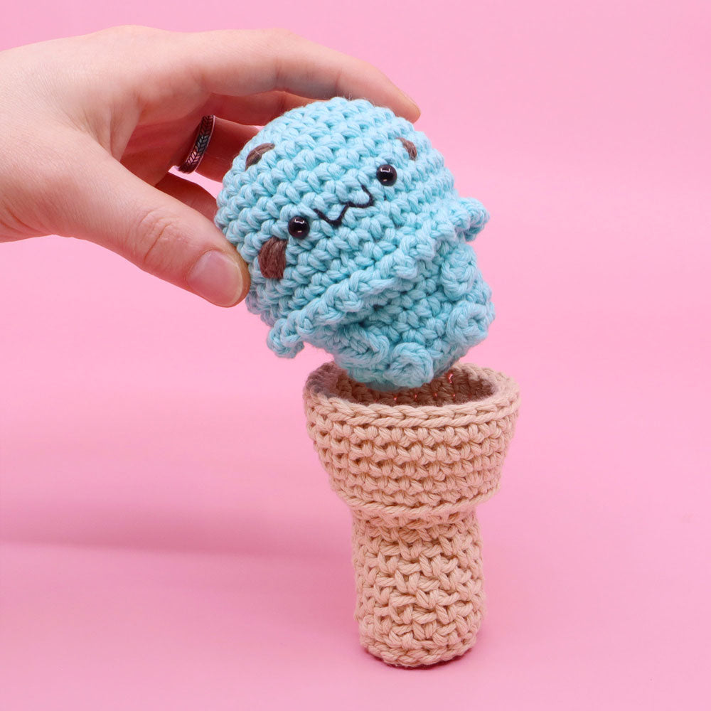 Ice Cream Buddy Amigurumi Crochet Pattern - Interactive Digital Pattern, Video Tutorial, and PDF