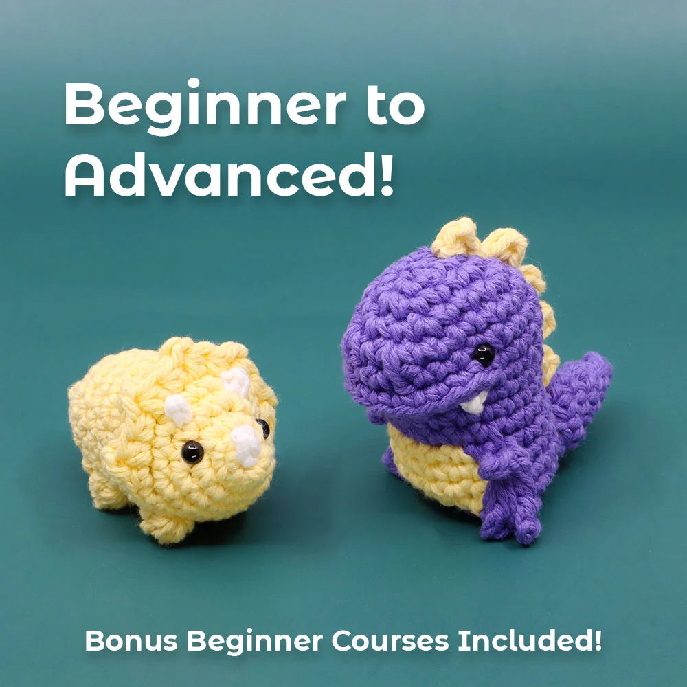 Themed Crochet Kit Bundle - Dinosaur + Cactus + Whale Beginner Crochet Kits