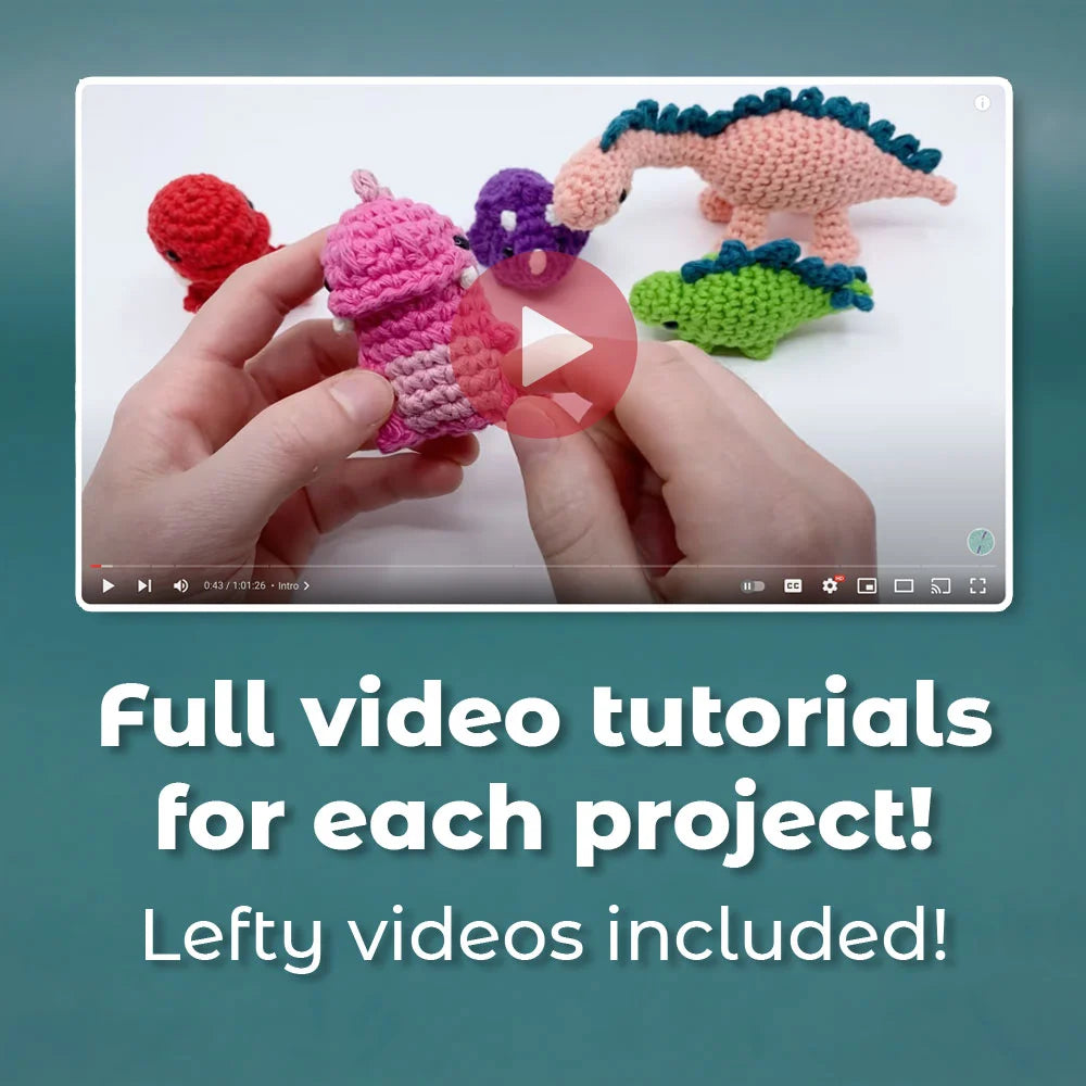 Themed Crochet Kit Bundle - Dinosaur + Cactus + Whale Beginner Crochet Kits