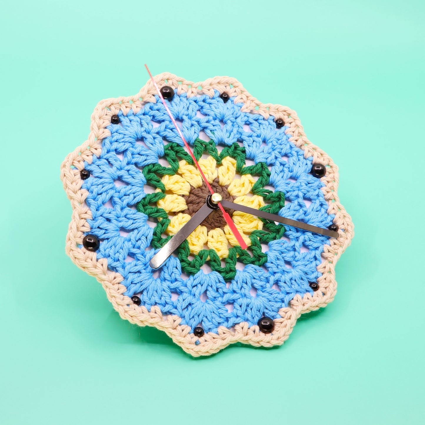 Flower Coasters, Pad, and Clock Crochet Pattern - Crocheted Clock Crocheting Tutorial - Interactive PDF and Video Pattern