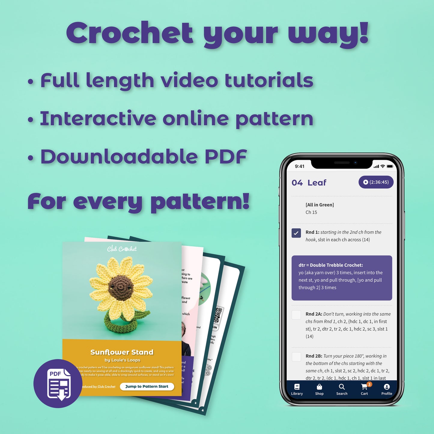 Photosynthesis Plants and Nature Crochet Pattern Bundle - 8 Beginner to Advanced Amigurumi Plant Tutorials - Digital and Video Patterns