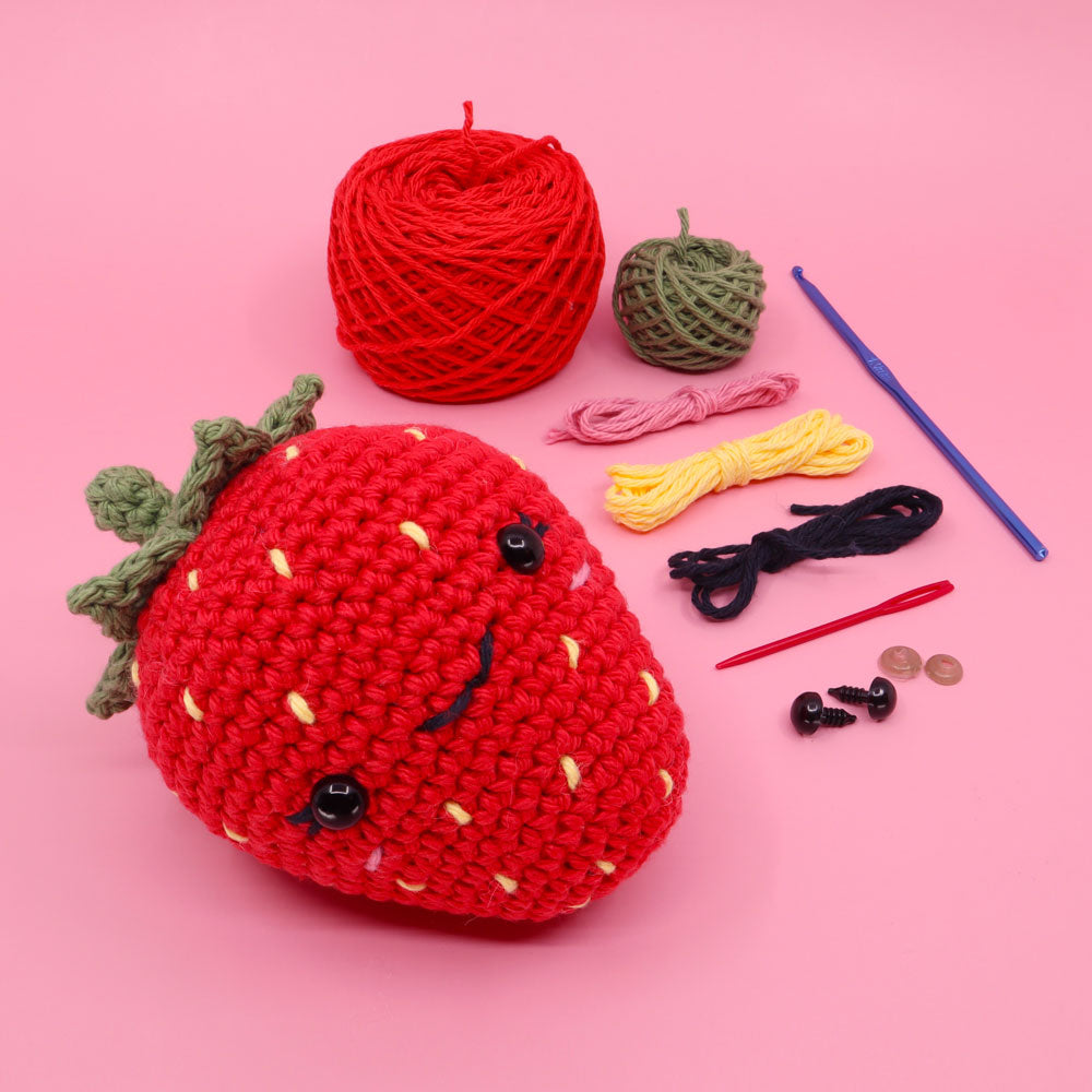 Giant Strawberry Beginner Amigurumi Crochet Kit